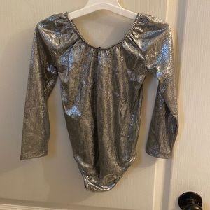 NWT Girl Toddler Shiny Silver Bodysuit in 4T